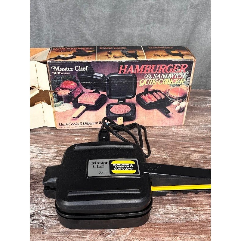 Master Chef Hamburger Sandwich Quik Cooker Electric Griddle Model 2041 NOS