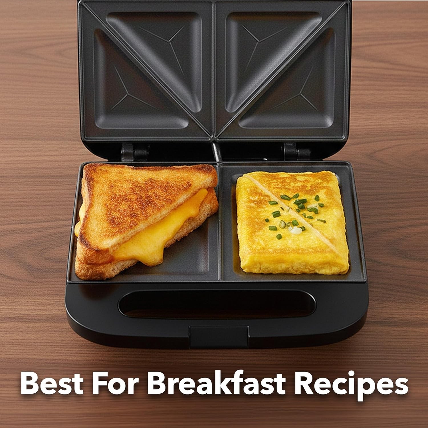 Non-Stick Electric Sandwich Maker with Cool Touch Handle, Black