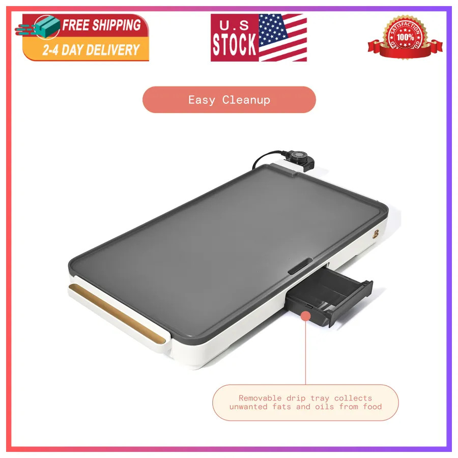 Beautiful Drew Barrymore XL Electric Griddle 12 x 22 Nonstick White Icing