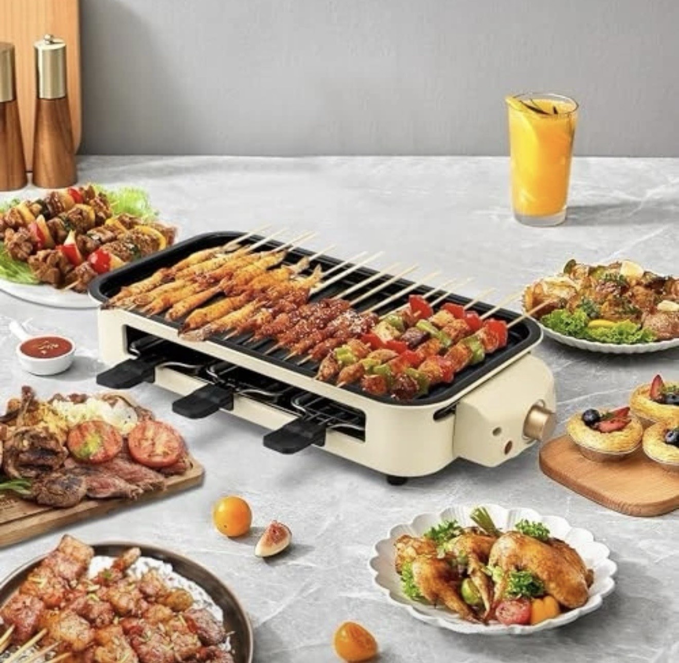 Electric Indoor Grill 2 in 1 Indoor Grills for Kitchen with Grill Net 1500W