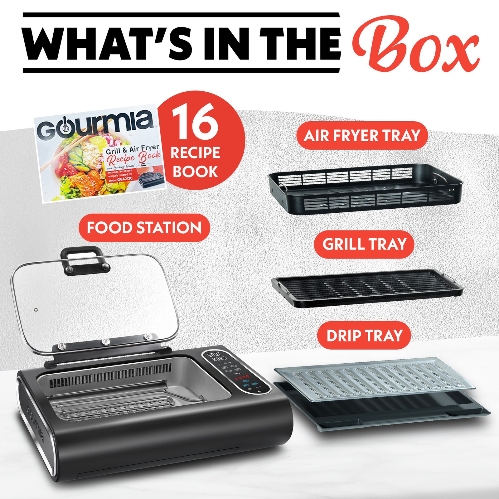 Gourmia Smokeless Indoor Grill & Air Fryer, Electric with Smoke Extractor