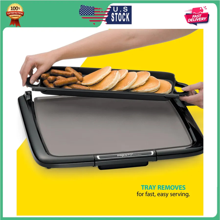 Presto Ceramic Nonstick Electric Griddle with Multifunction Warming Tray