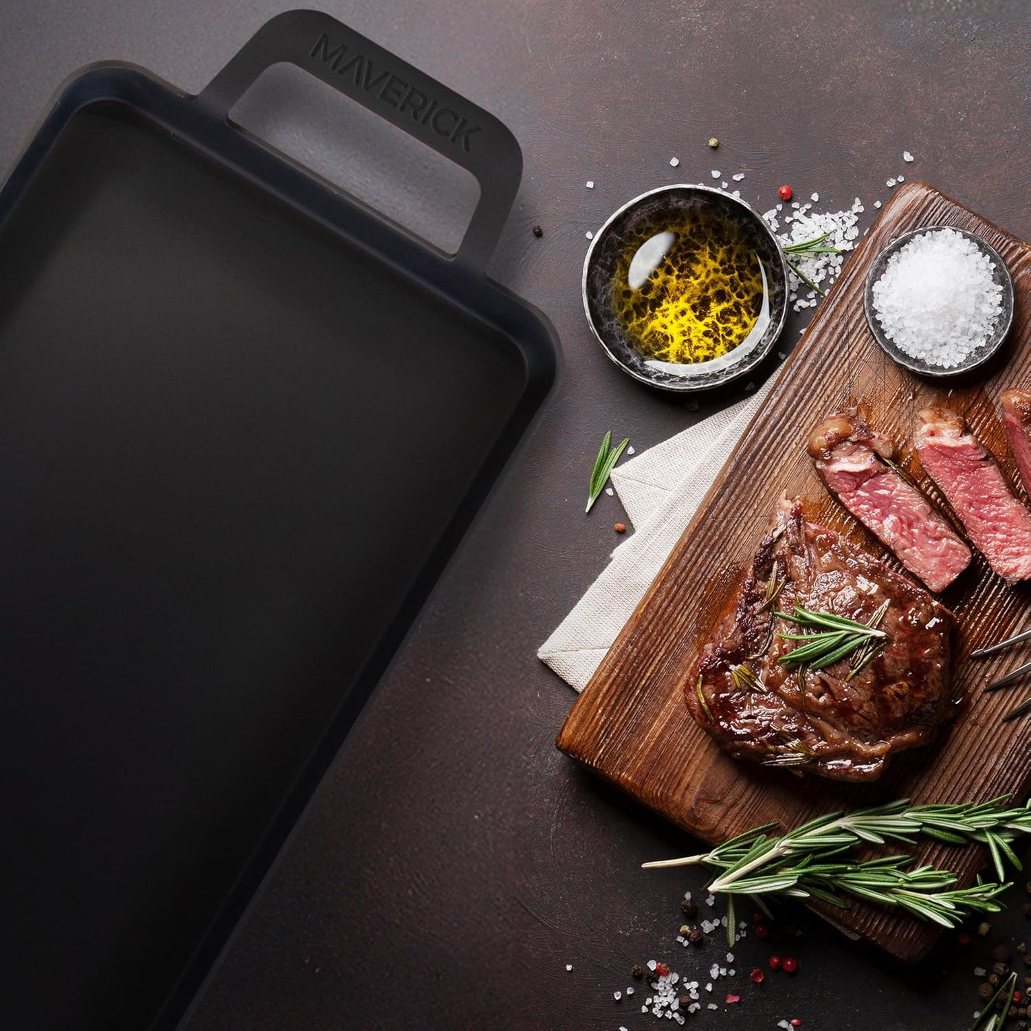 22-Inch Preseasoned Carbon Steel Griddle, 4Mm Heavy-Duty Flat Top Grill Pan with