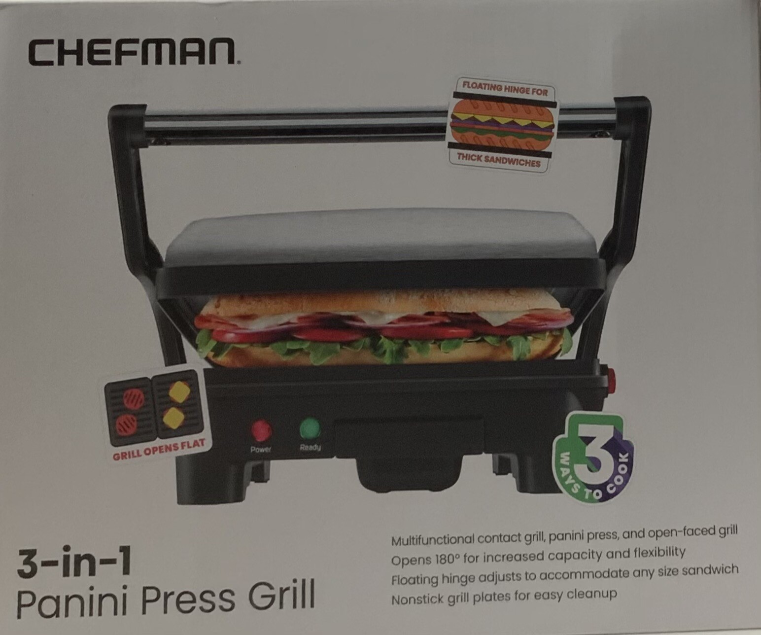 Chefman 3-1 Panini Press Grill