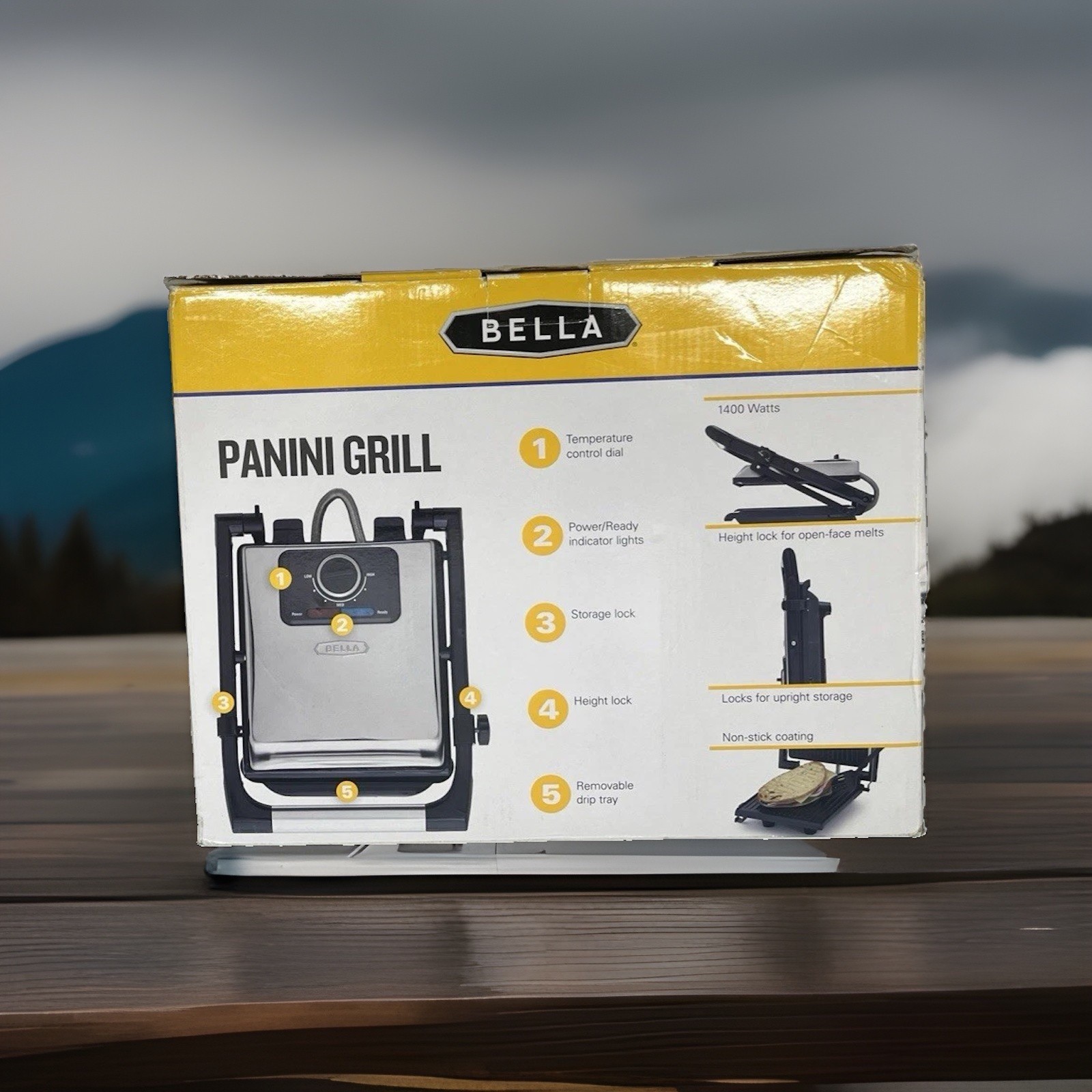 Bella Bistro At Home Panini Grill Press Adjustable Temperature Non-Stick 1400W