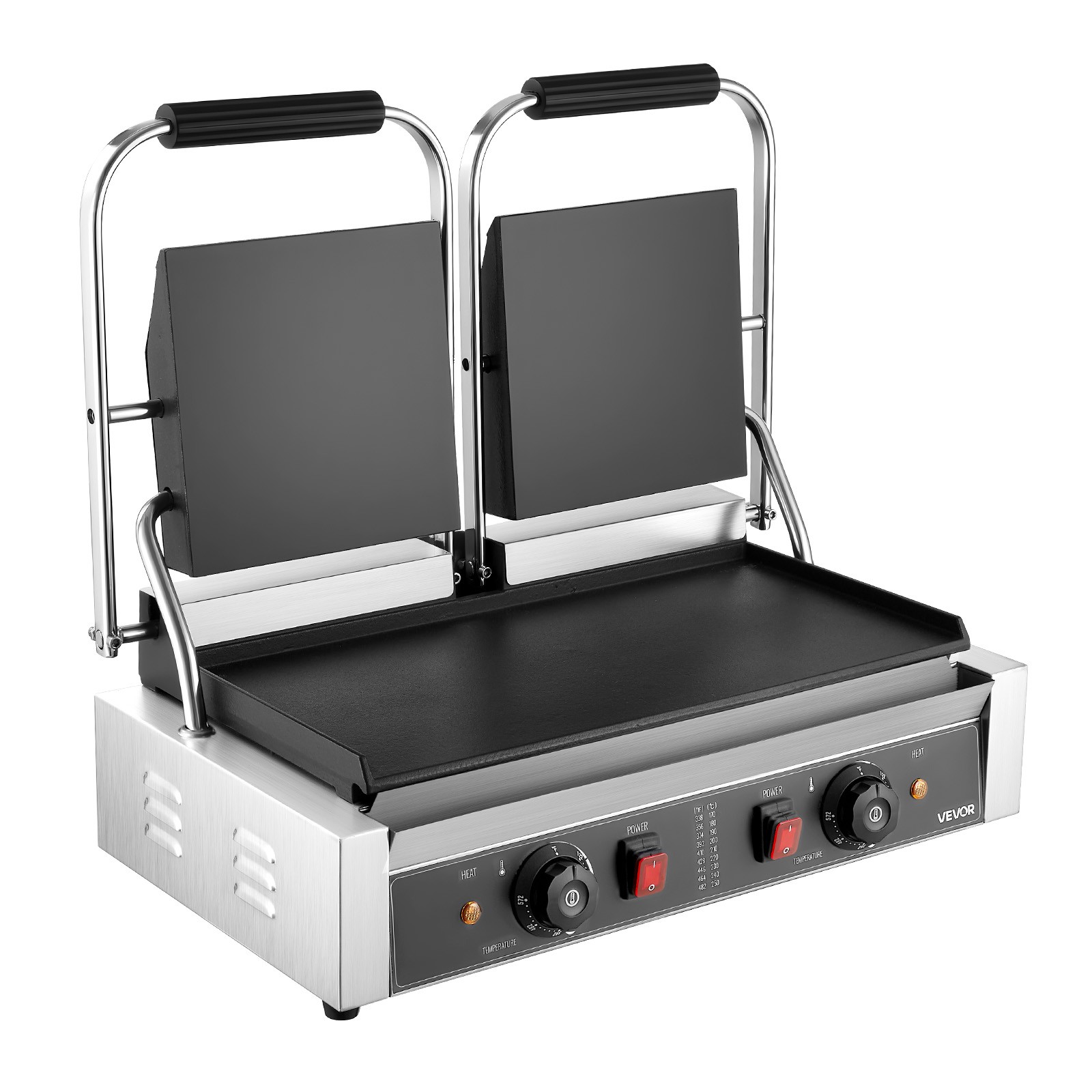 VEVOR Commercial Panini Press Grill Electric Sandwich Maker Griddle Plate 19x9in