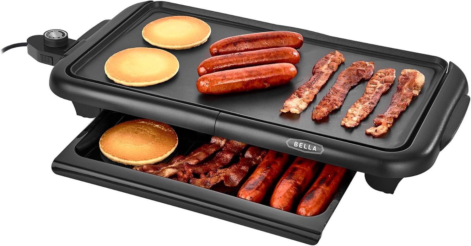 Plancha eléctrica con bandeja calentadora – Parrilla de interior sin humo