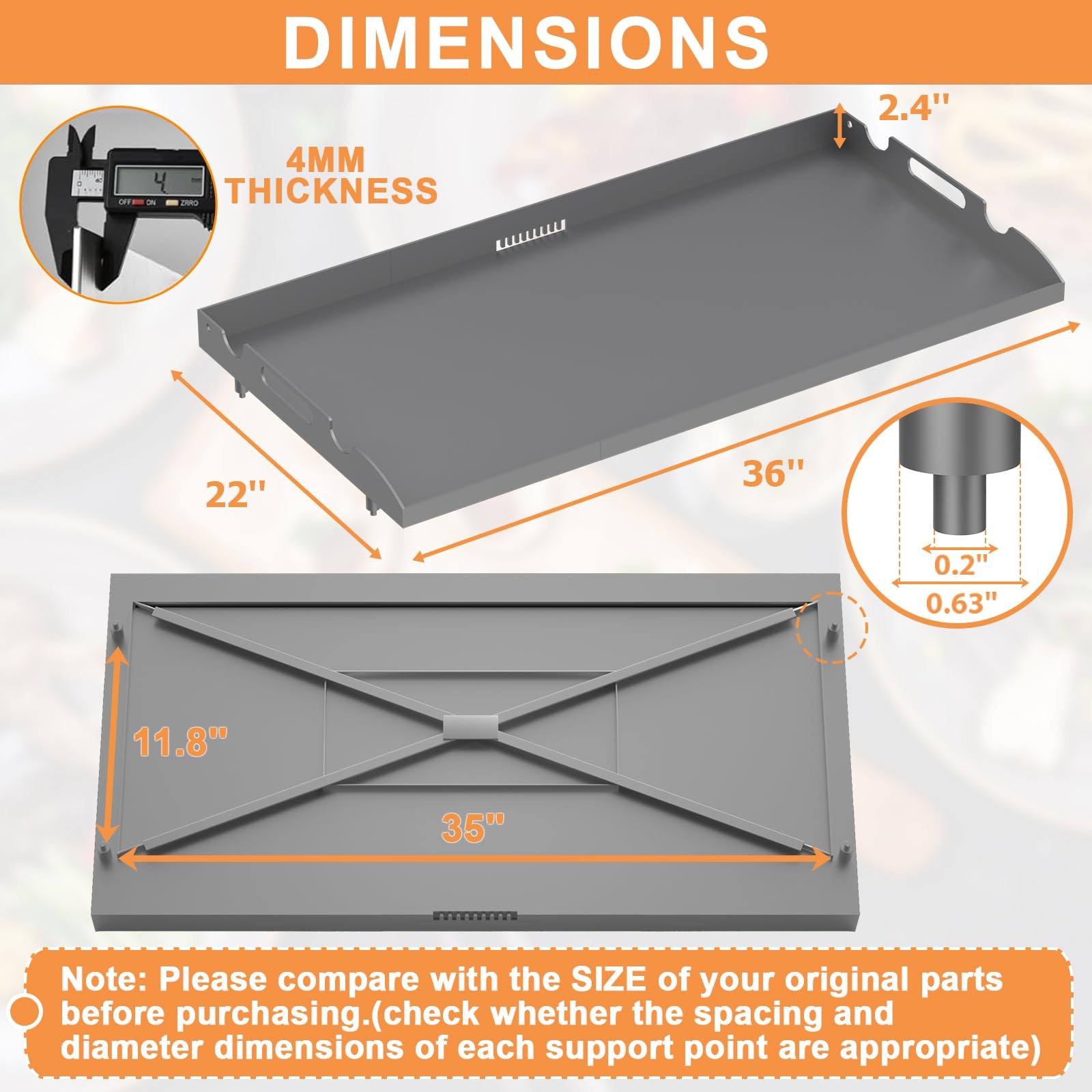 Upgraded Griddle Top Replacement for 36″ Blackstone Griddle Parts w/Rear Grease
