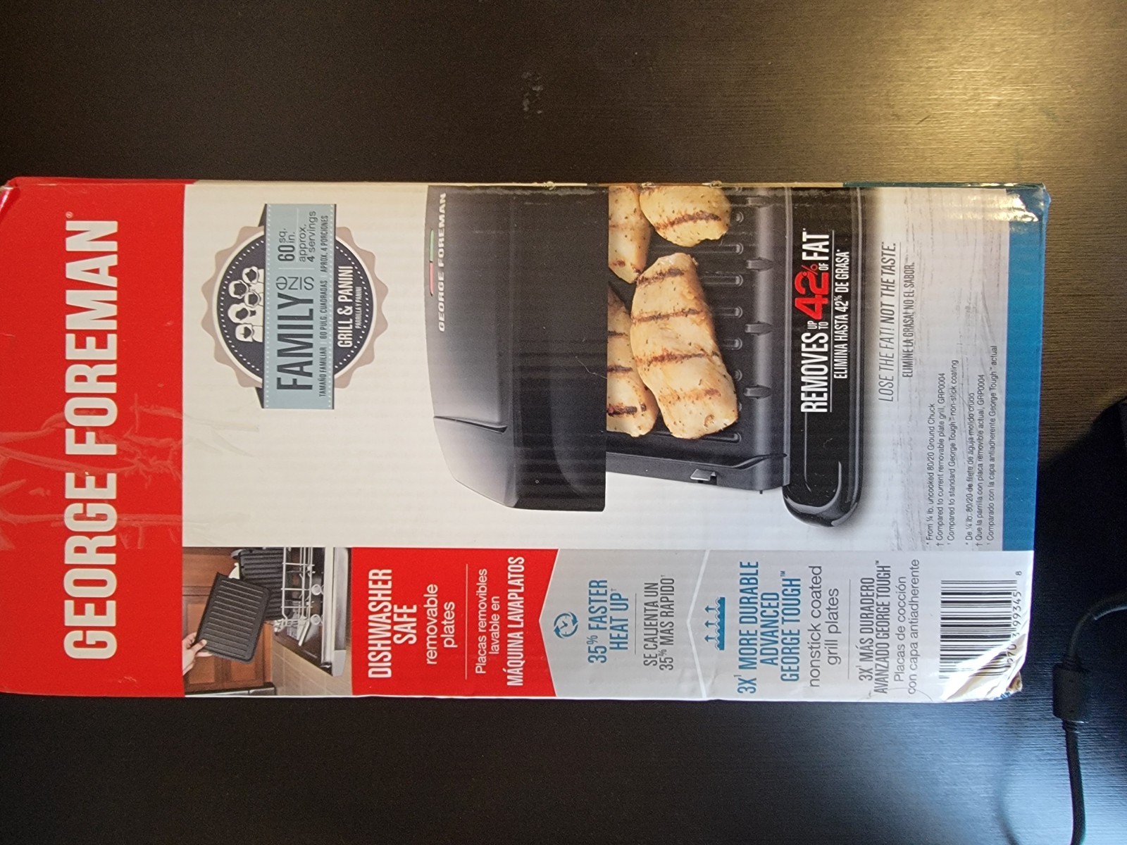 NEW George Foreman 4-Serving Removable Plate Electric Grill and Panini Press