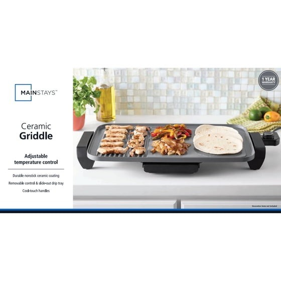 Mainstays 20 Electric Ceramic Indoor Griddle Nonstick 1500W