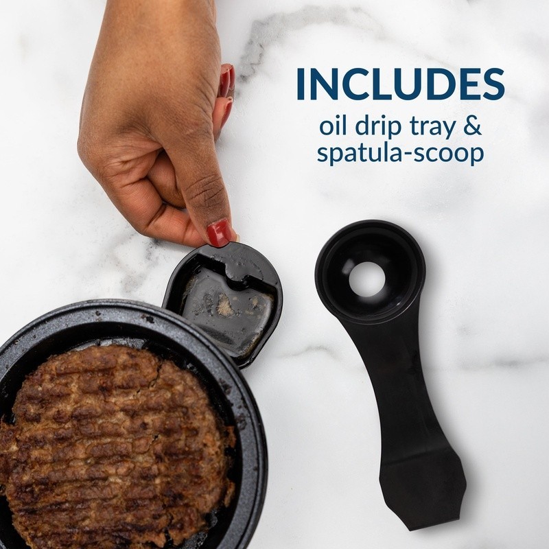 Smash Burger Griddle W/ Bun Warmer 750W Nonstick Compact Easy to Use Oil Tray