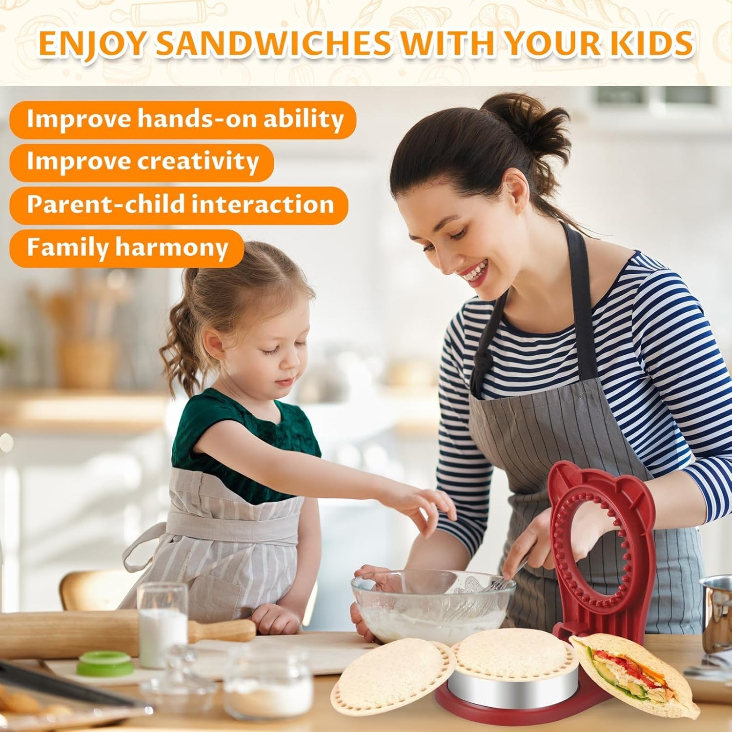 Easy-to-Clean Uncrustable Sandwich Cutter & Sealer – Red for Kids’ Lunchboxes