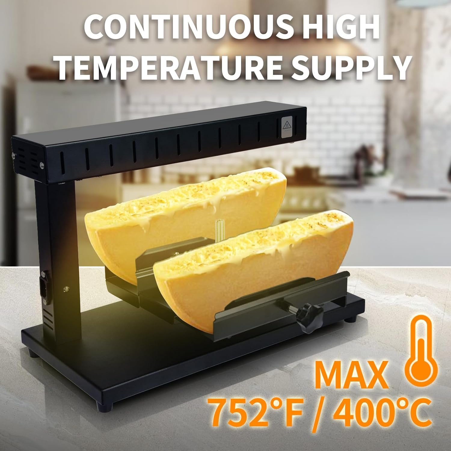 750W Electric Raclette Cheese Melter with Adjustable Height for Perfect Melting