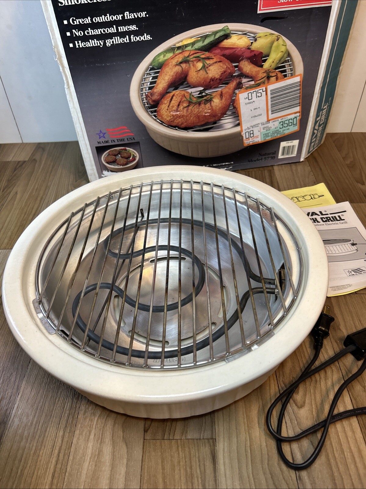 Vtg Rival Crock Grill 5730 Smokeless Indoor Electric Grill New Unused