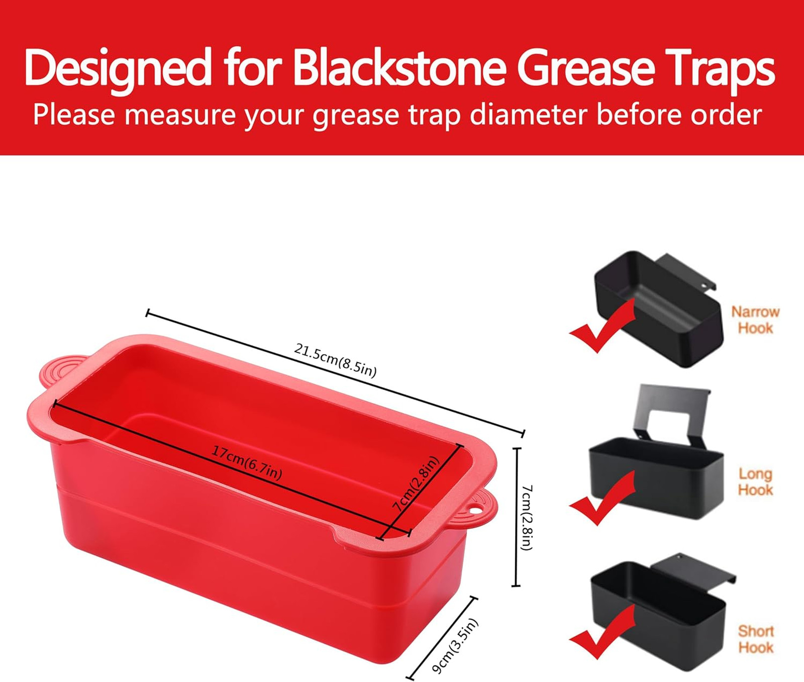 Blackstone Grease Cup Liners, Silicone Grease Catcher for 36 28 22 17 Inch