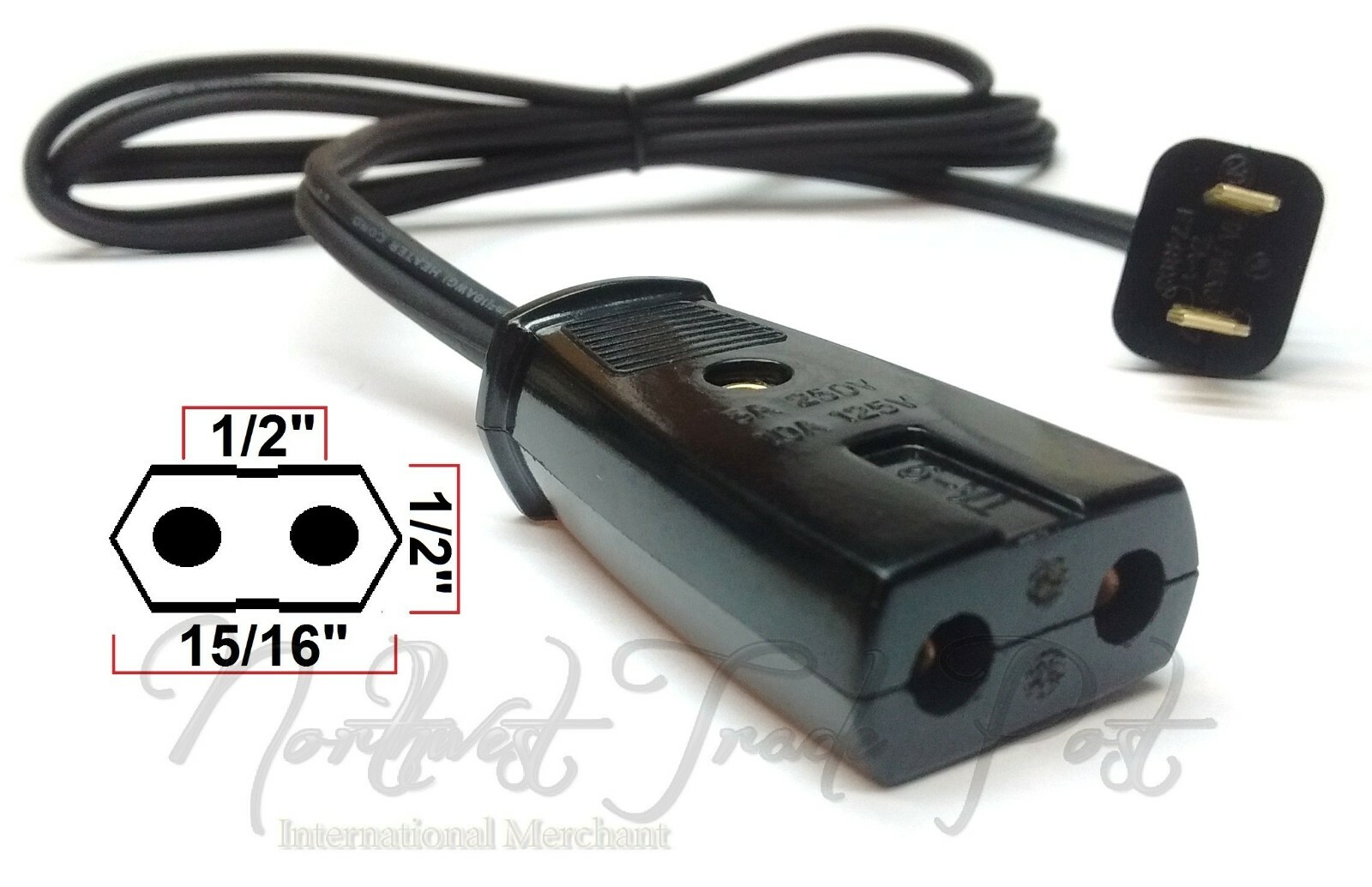 Replacement AC Power Cord for Rival Indoor Smokeless Grill Model 5730 5740 5750