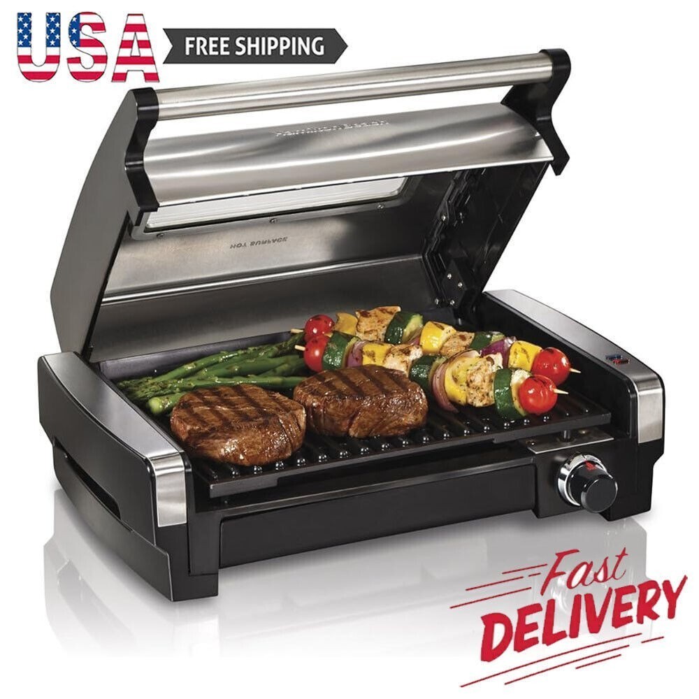 Searing Grill Electric Indoor W/ Viewing Window & Adjustable Temperature Control