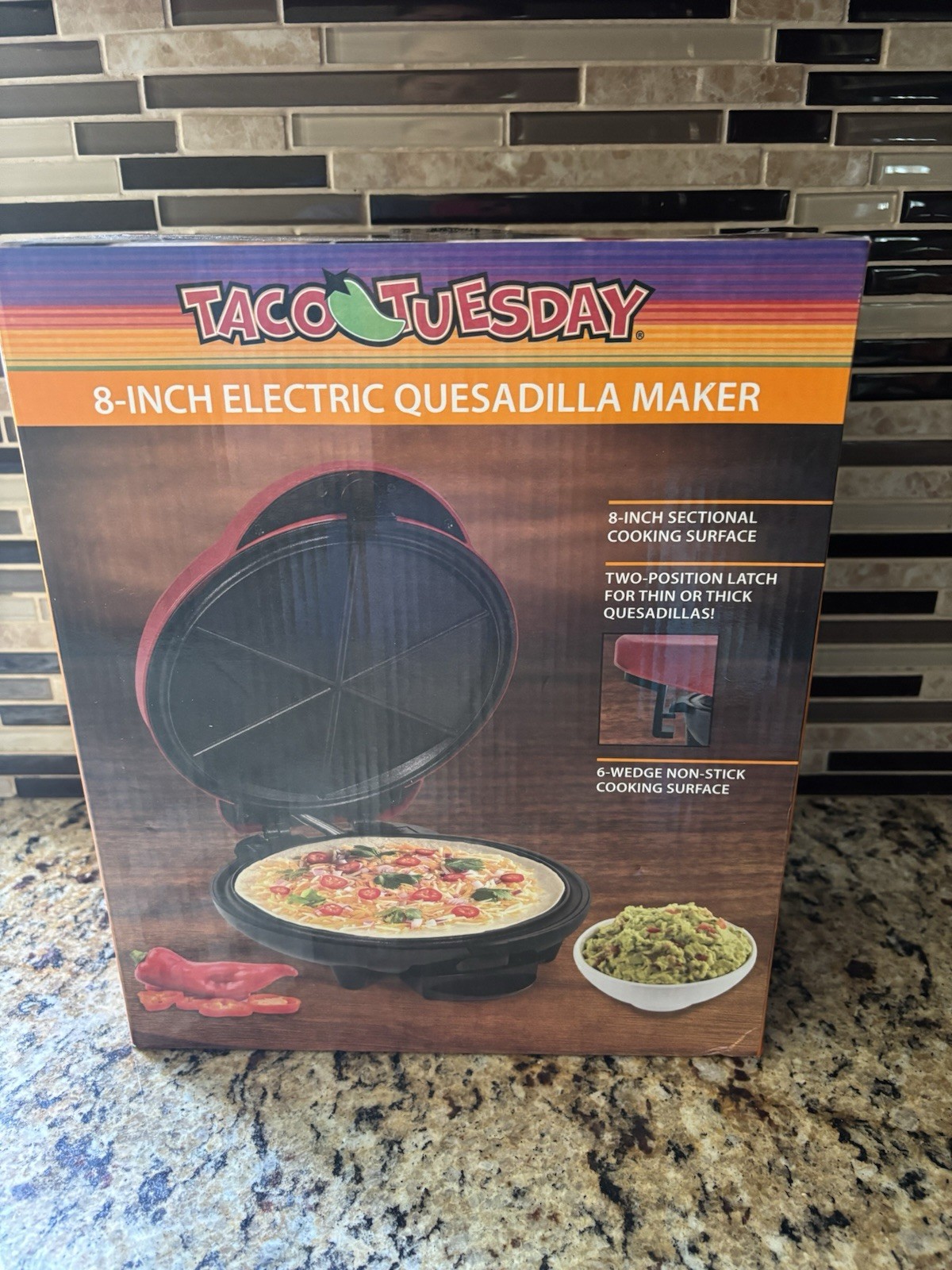 Taco Tuesday 8″ Electric Quesadilla Maker 1200W Non-Stick Red/Black