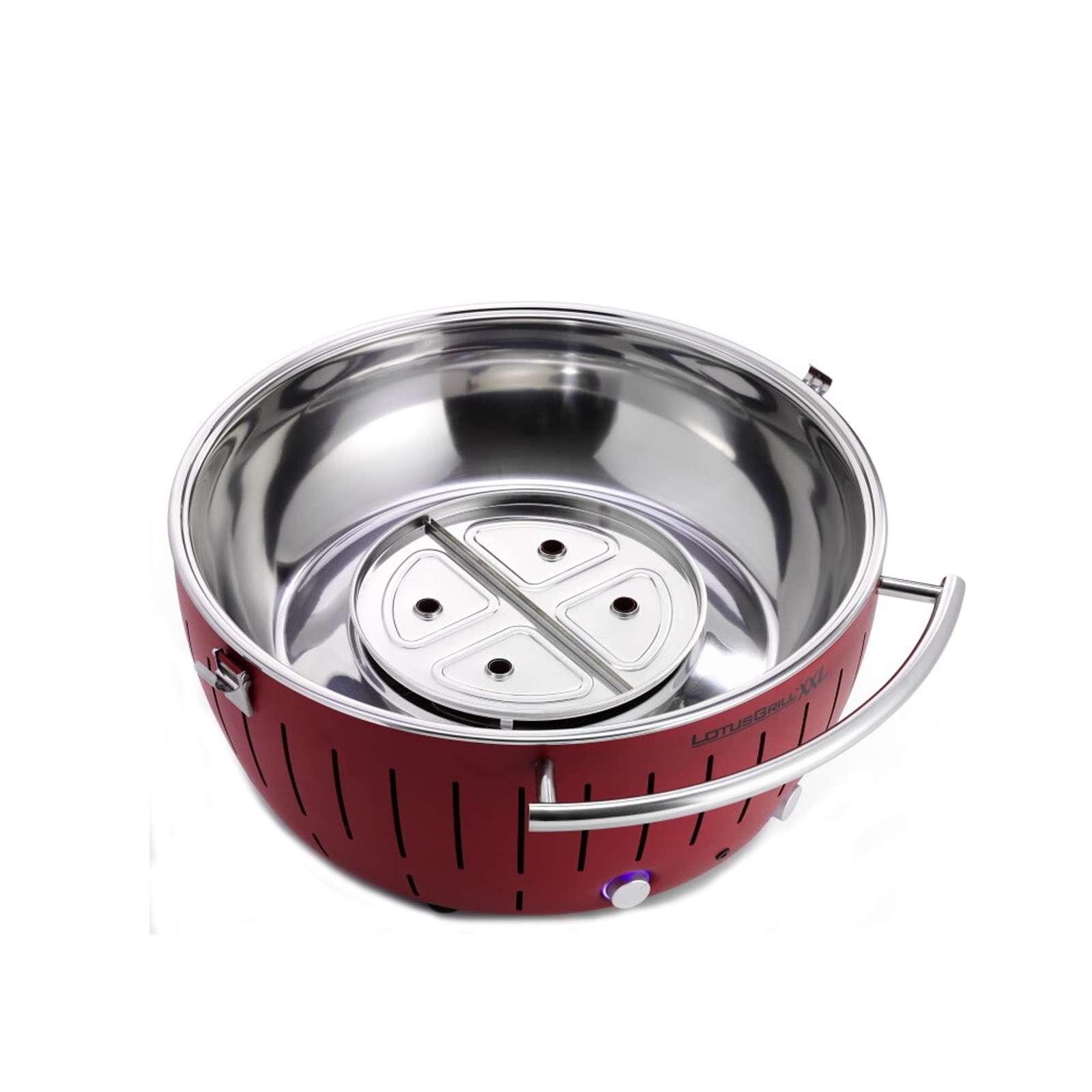 LotusGrill Smokeless Barbecue for Outdoor Dining with Glass Lid Cover and Stand