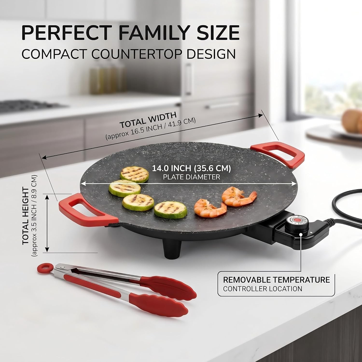 Electric Grill Nonstick 14”Electric Griddle W/Adjustable Temperature Control