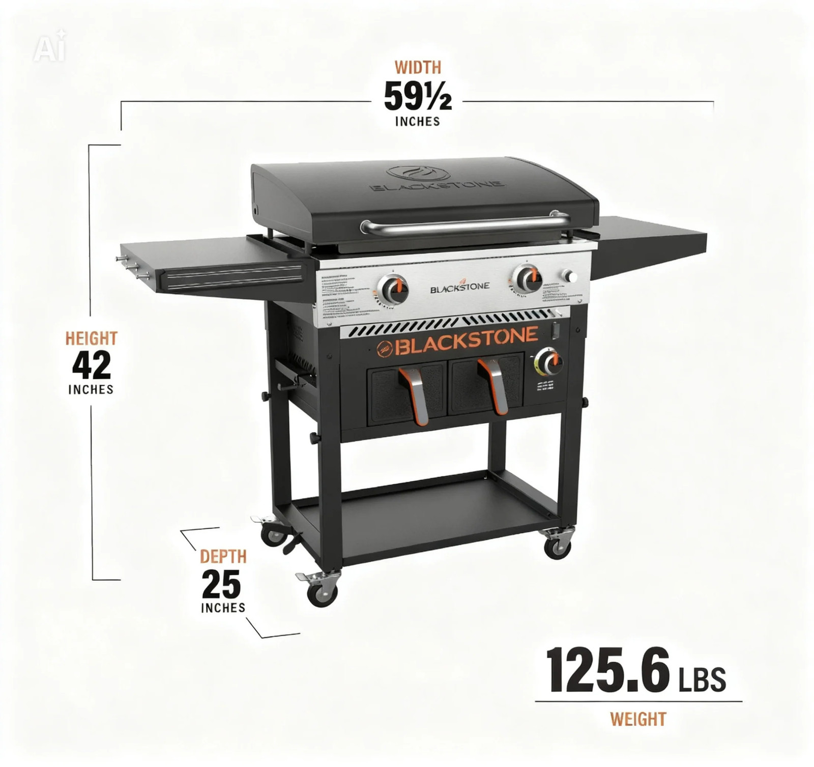 Blackstone, 2-Burner 28″ Outdoor Combo Griddle with Air Fryer and Hood