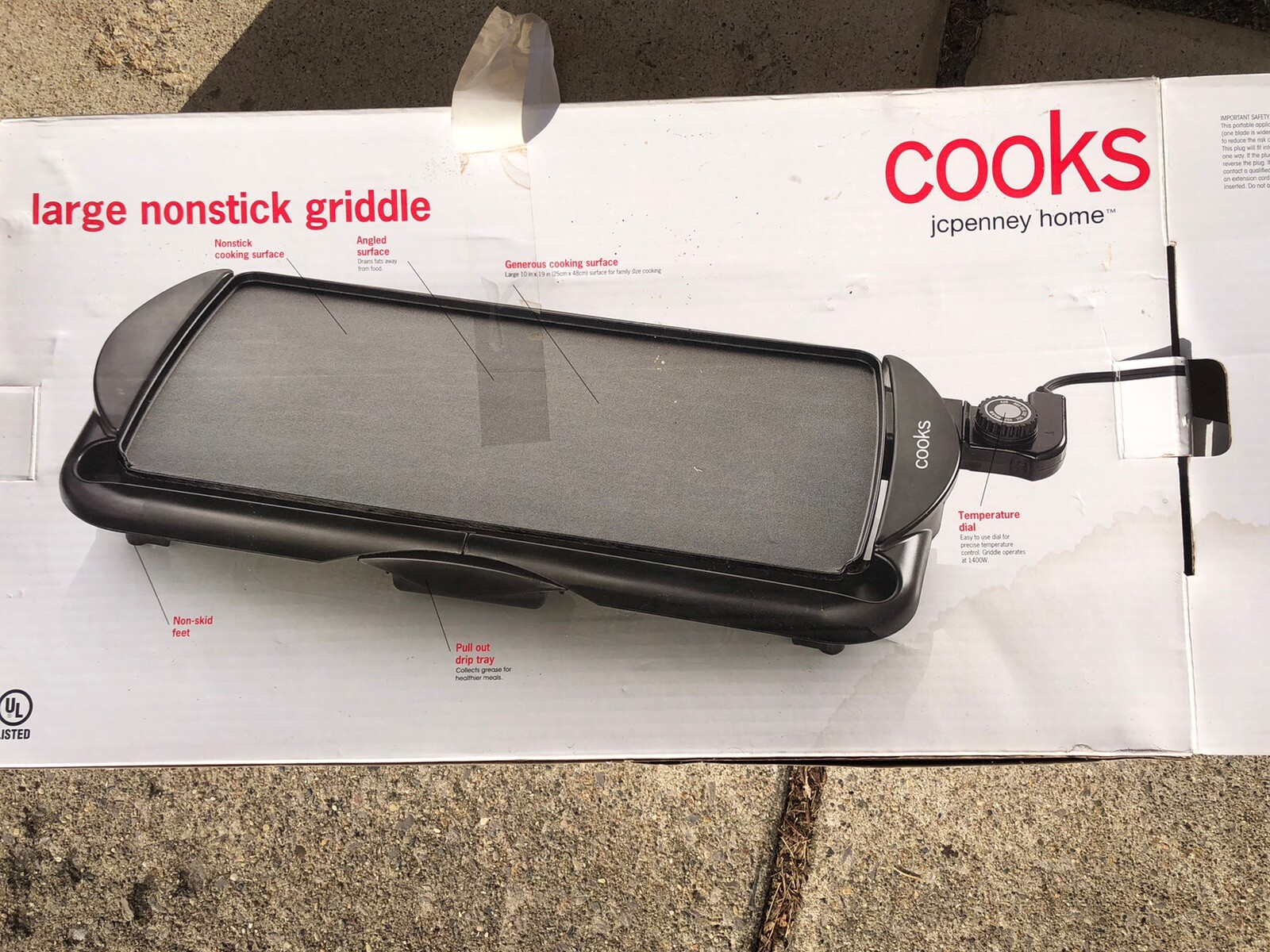 Cooks by JCPenney Home, Electric Large Nonstick Griddle 19” NEW In box