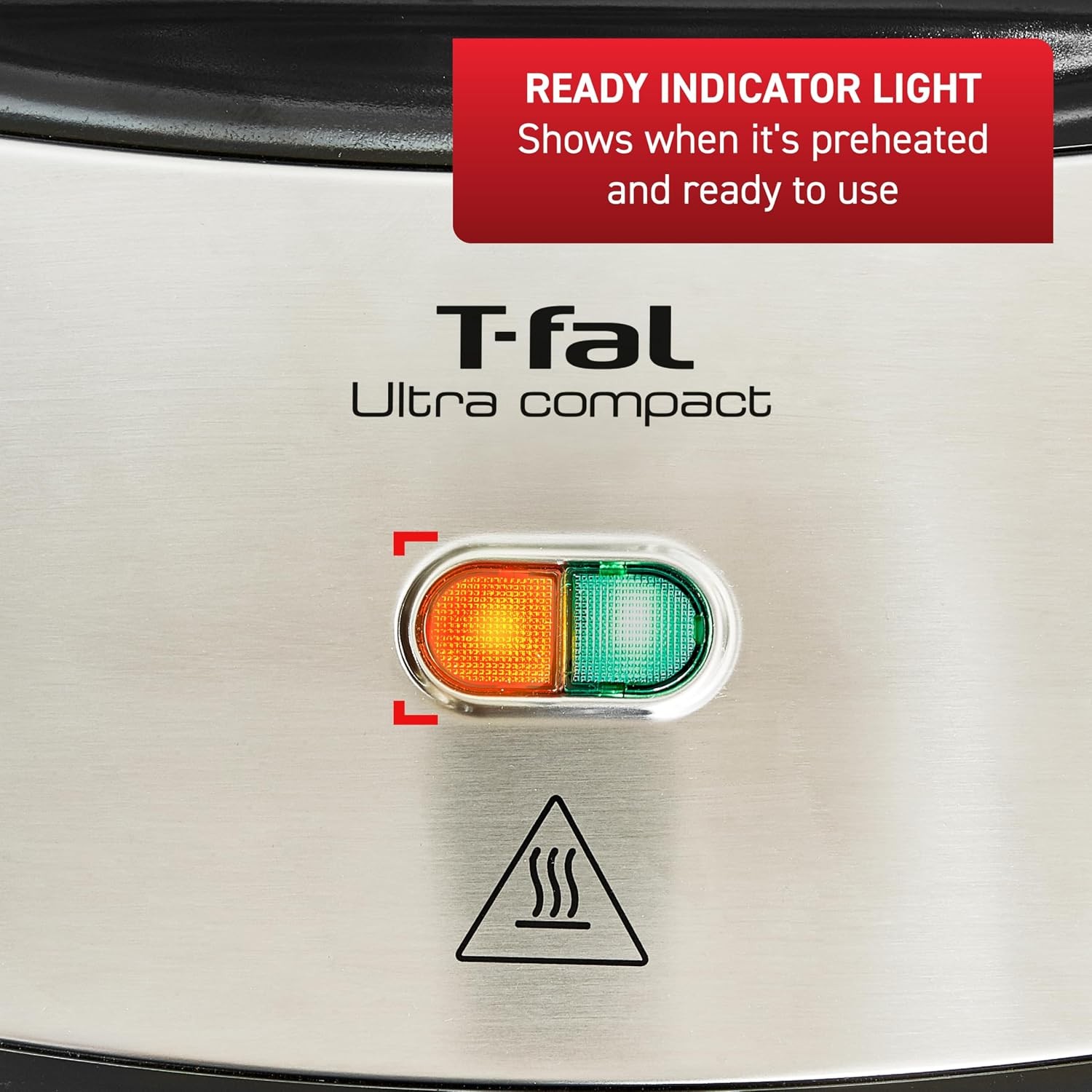 Compact Sandwich Maker Stainless Steel Easy to Clean Indicator Lights Cool Touch