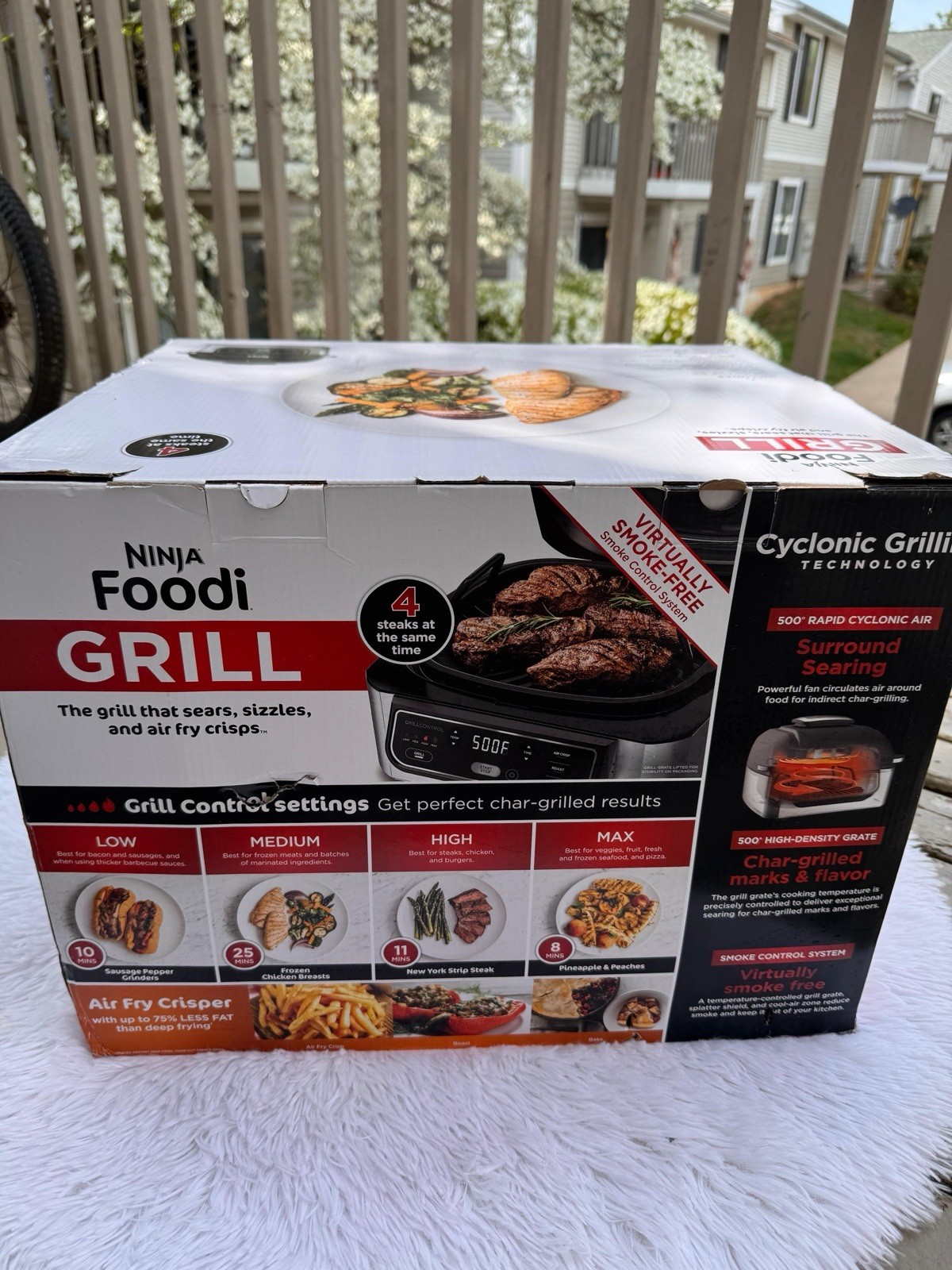 Ninja Foodi Grill Indoor Electric Grill & Air Fryer, Temp Control, 500°F, Black