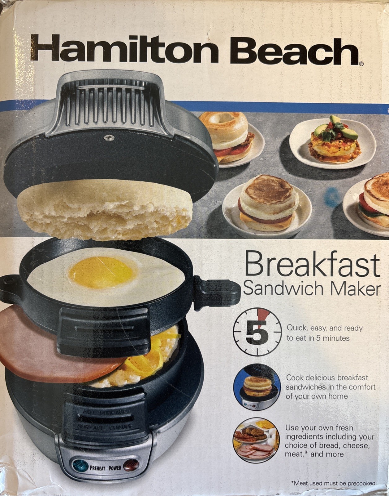 Hamilton Beach Breakfast Sandwich Maker Quick and Easy NEW Sealed 25475