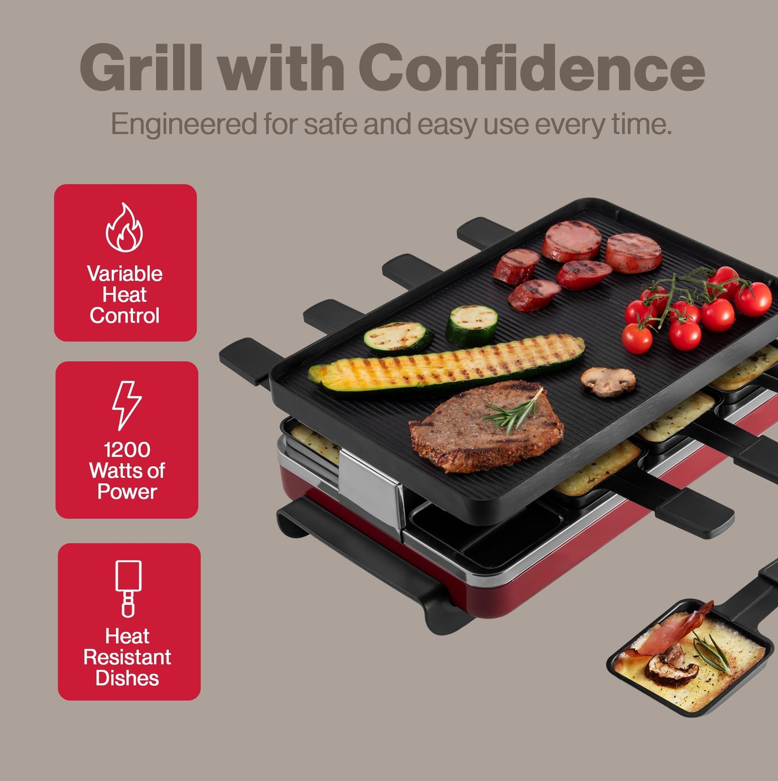 Swissmar Classic 8-Person Raclette Party Grill with Reversible Cast Aluminum …