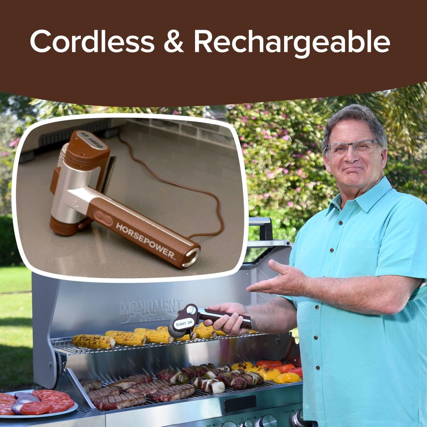 Giddy Up Grill Cleaner AS SEEN ON TV! – Cordless, Rechargeable BBQ Tool with 350