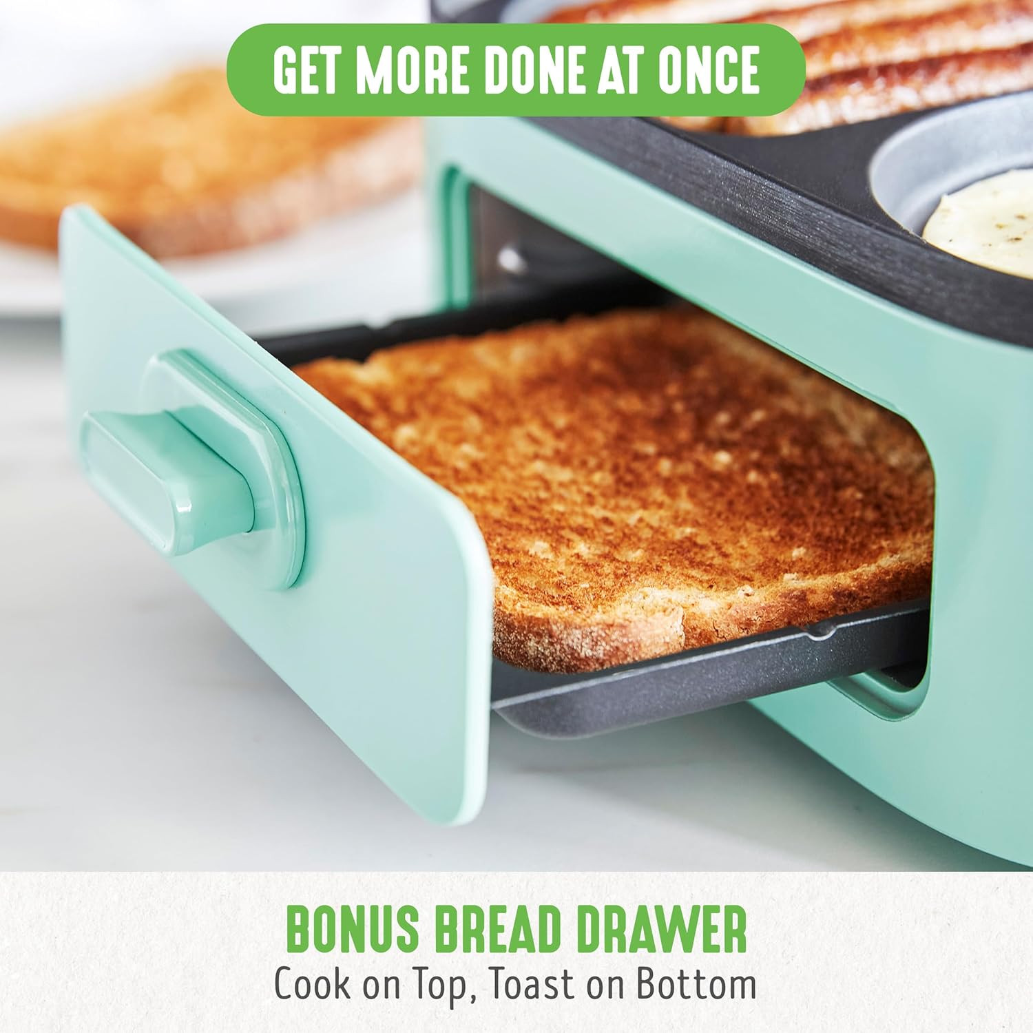 Greenlife 3-In-1 Breakfast Maker Station, Healthy Ceramic Nonstick Dual Griddles