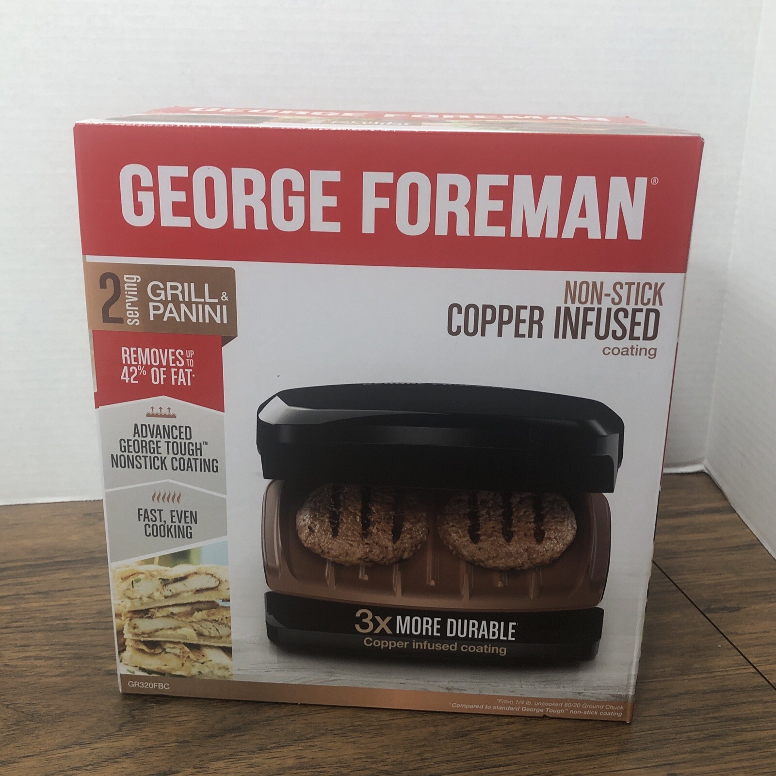 George Foreman 2 Serving Grill & Panini Copper Infused Coating GR320FBC Black