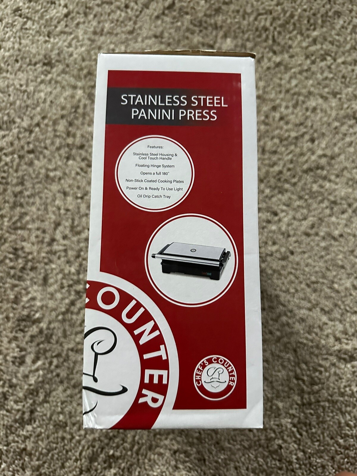 Chef’s Counter Stainless Steel Panini Press NonpStick coated cooking plates