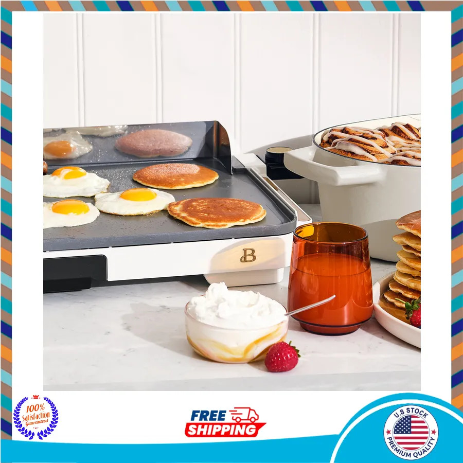 Beautiful Drew Barrymore XL Electric Griddle 12 x 22 Nonstick White Icing