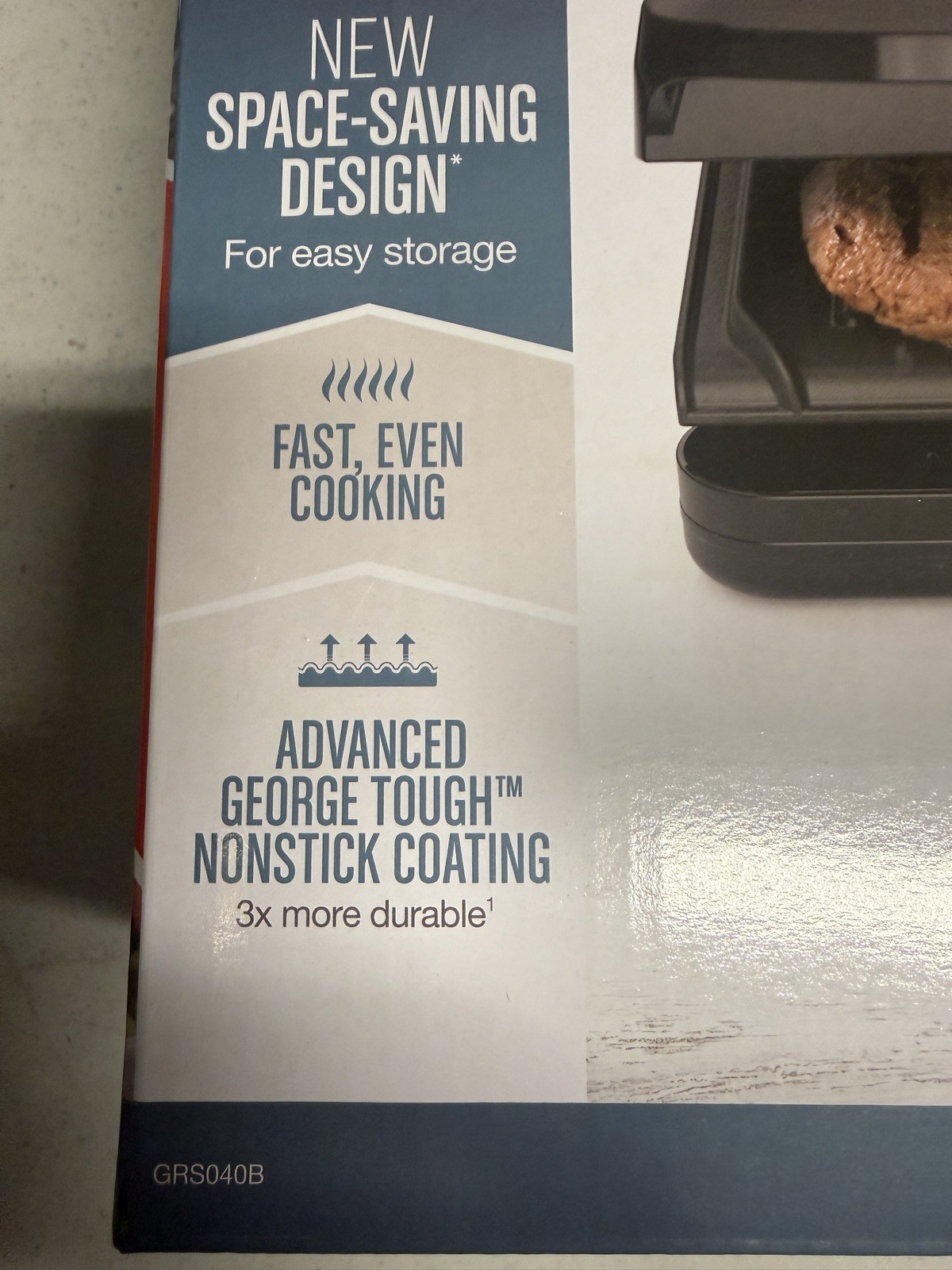 George Foreman Indoor Grill GRS040BC | Non-Stick, Compact, New in Box