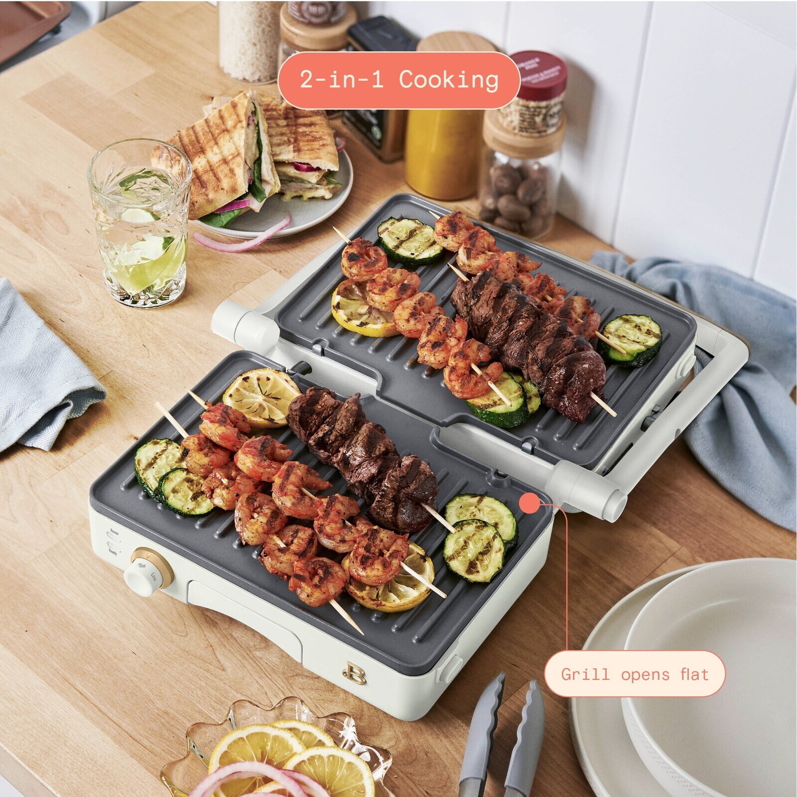 2-in-1 Panini Press & Grill Dishwasher Safe Parts Removable Cooking Kitchen Home