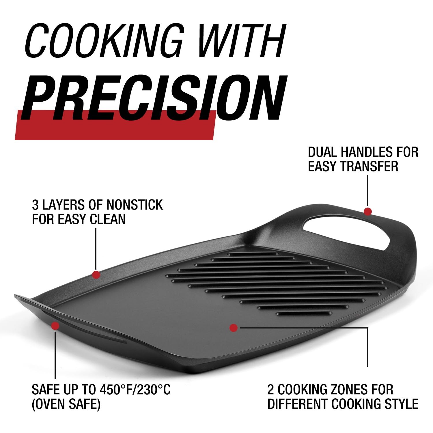 Stove Top Griddle, 17″X11″ Nonstick 2 in 1 Grill Plate/Griddle Pan for Indoor…