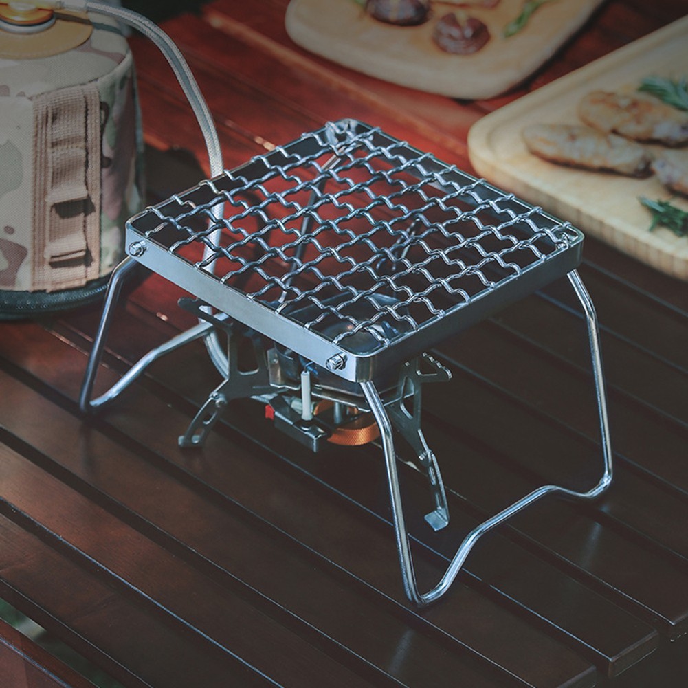 Small Camping Grill 201 Stainless Steel with Foldable Legs for Outdoor Meals