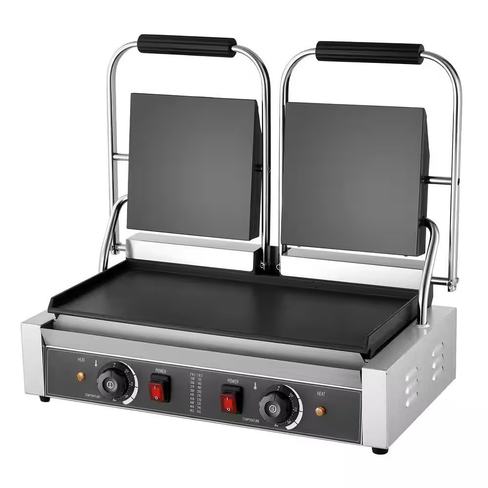 3,600 W Commercial Panini Grill, Electric Sandwich Maker, Stainless Steel Double