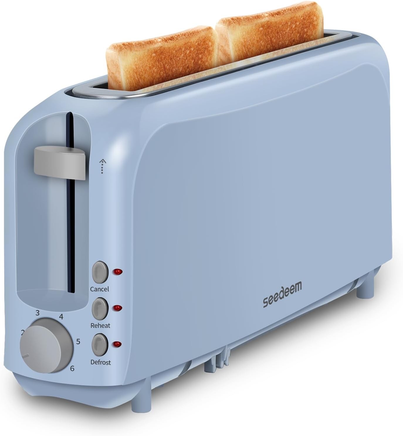 SEEDEEM 2 Slice Slim Toaster, Single 10″ Long Slot Toaster BLUE