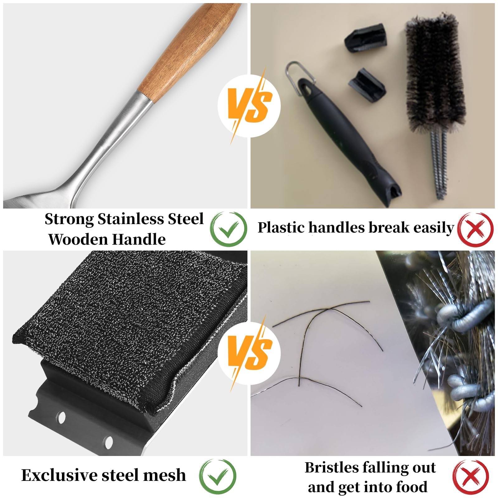 XUDAKAIXIN Grill Brush Bristle Free,Unique Steel Brush, Gray
