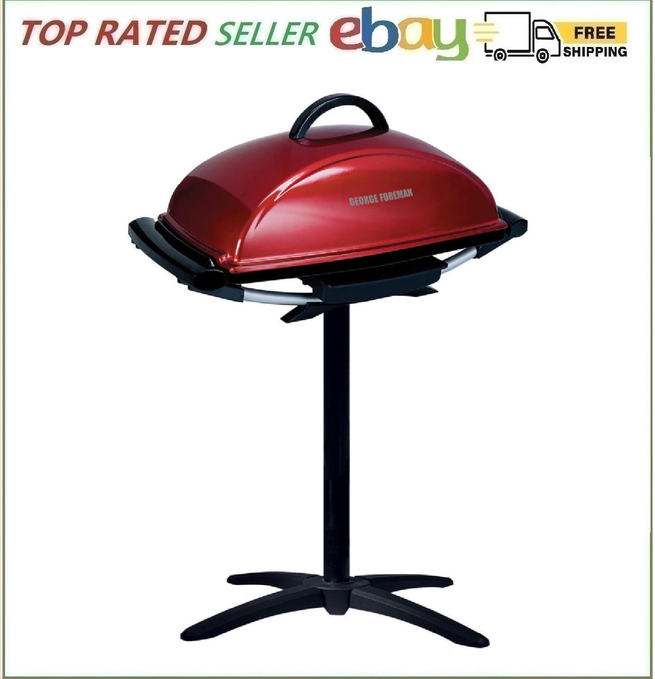 George Foreman 12-Serving Indoor/Outdoor Rectangular Electric Grill, Red, GFO…