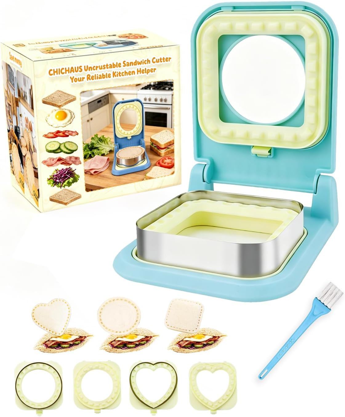 3-In-1 Uncrustable Sandwich Maker – Heart/Circle/Square Crustless