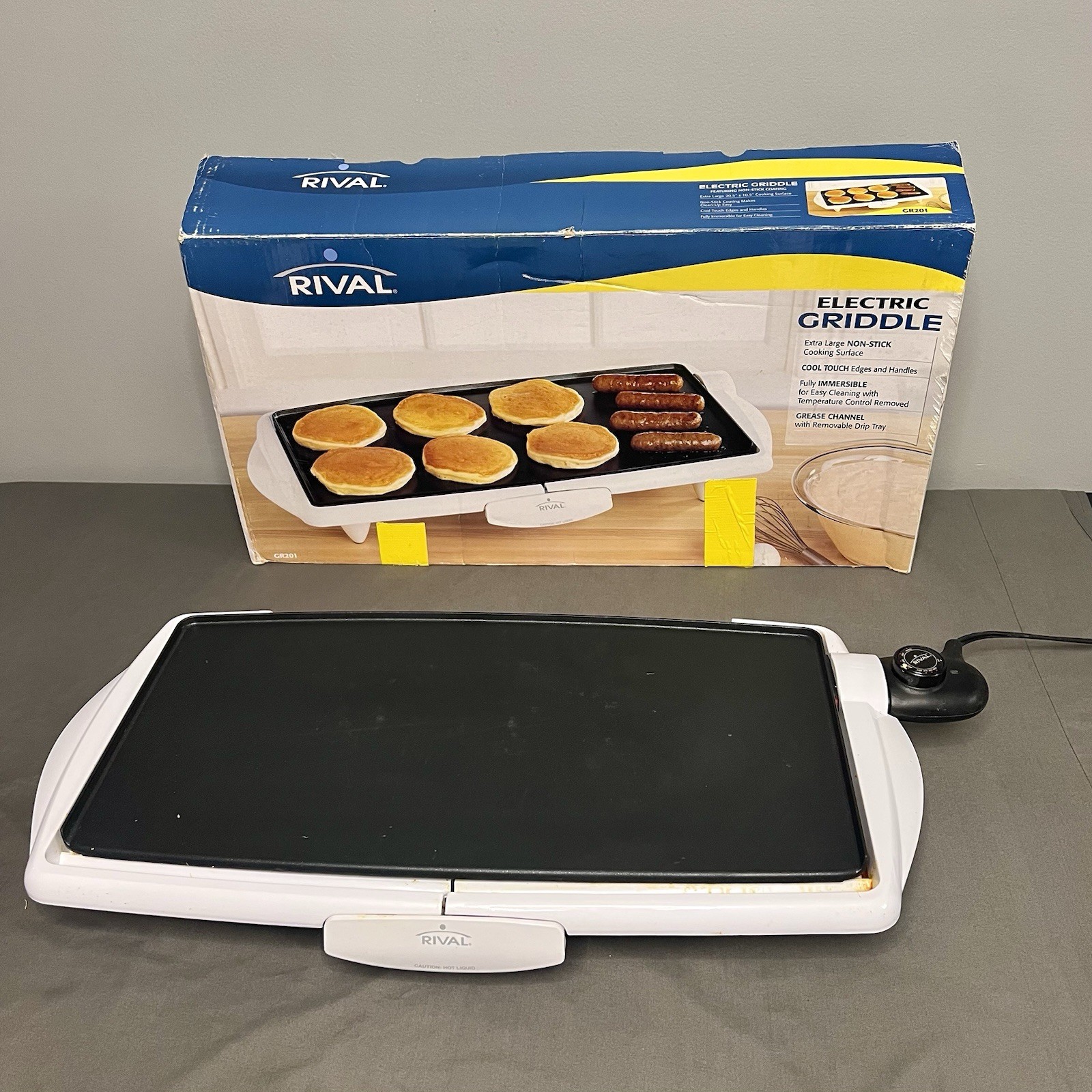 Rival GR201 Electric Griddle Nonstick W/ Cool Touch Handles 20.5×10.5”