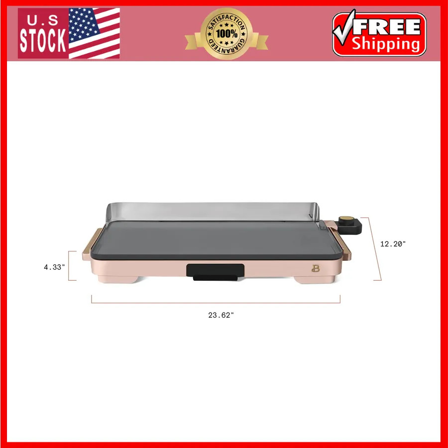 Beautiful Drew Barrymore 12×22 Inch XL Electric Griddle Nonstick Rose Gold