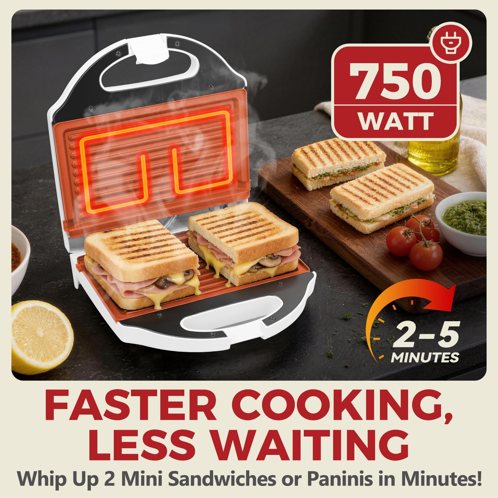 Ceramic Mini Panini Press Grill Sandwich Maker, Mini Sandwich Press, Panini M…
