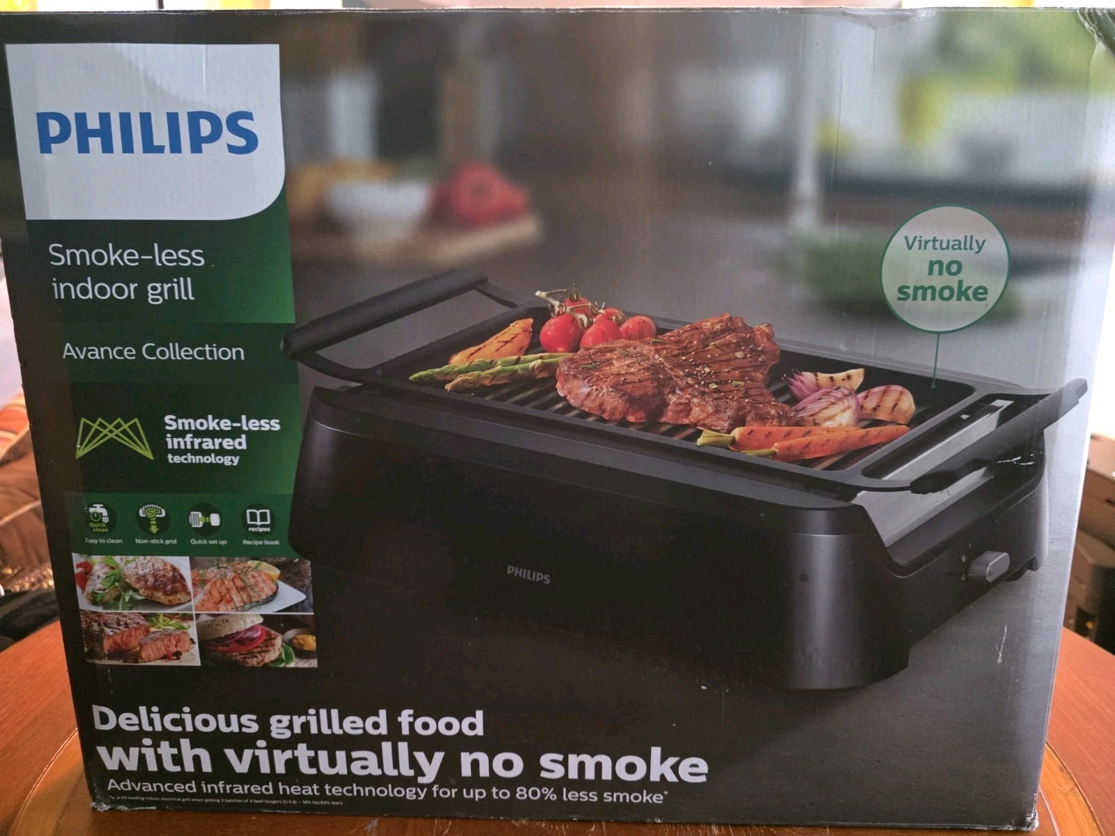 Philips HD6371 Smokeless Indoor Grill Advanced 1660W Infrared Heat Cooker NEW