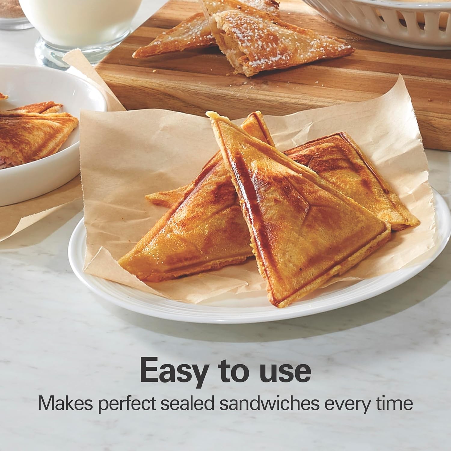 Electric Sealed Sandwich Maker Grill W/ PFAS-Free Nonstick Plates Compact Black