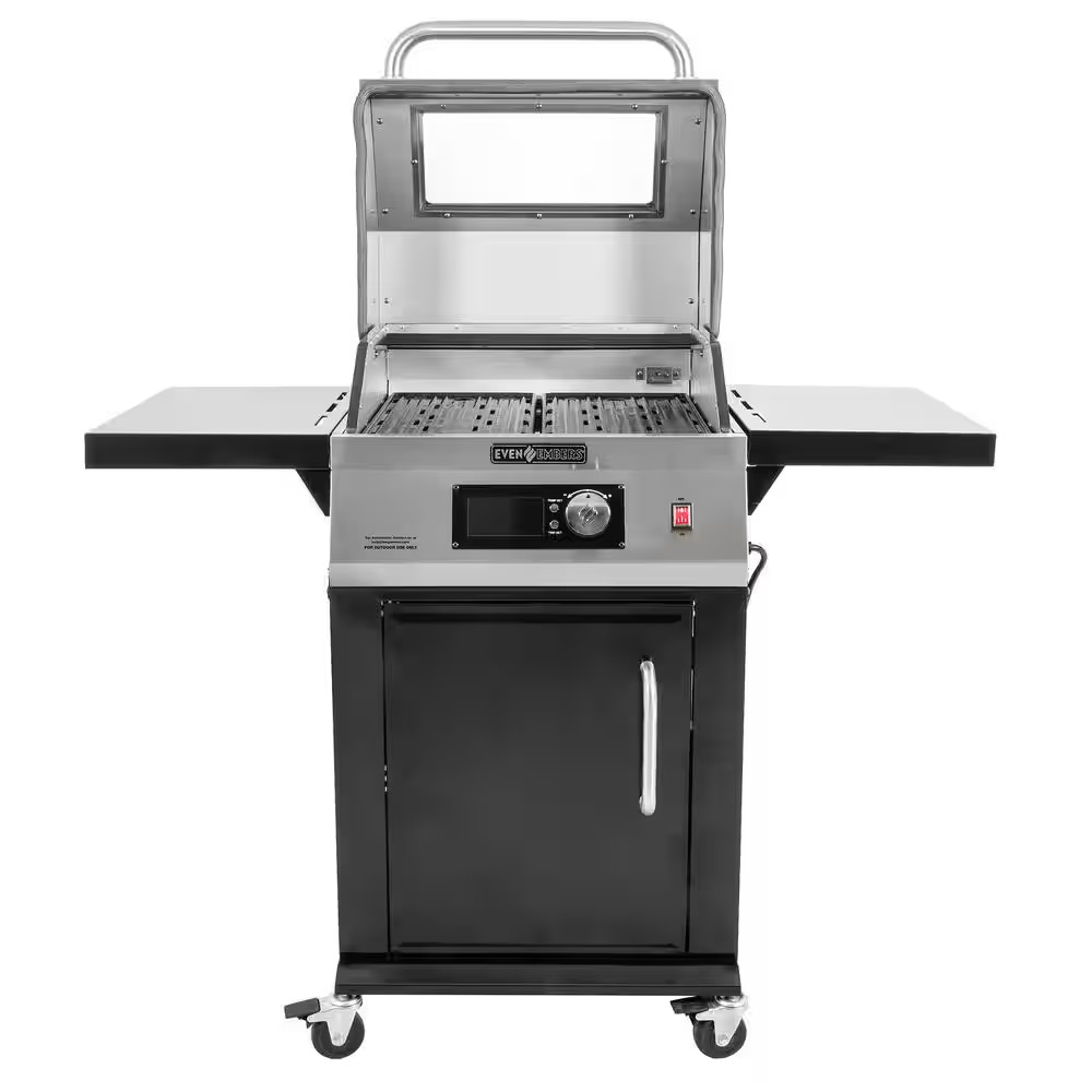 Outdoor Electric Grill in Black with Stainless Steel Lid and Control Panel